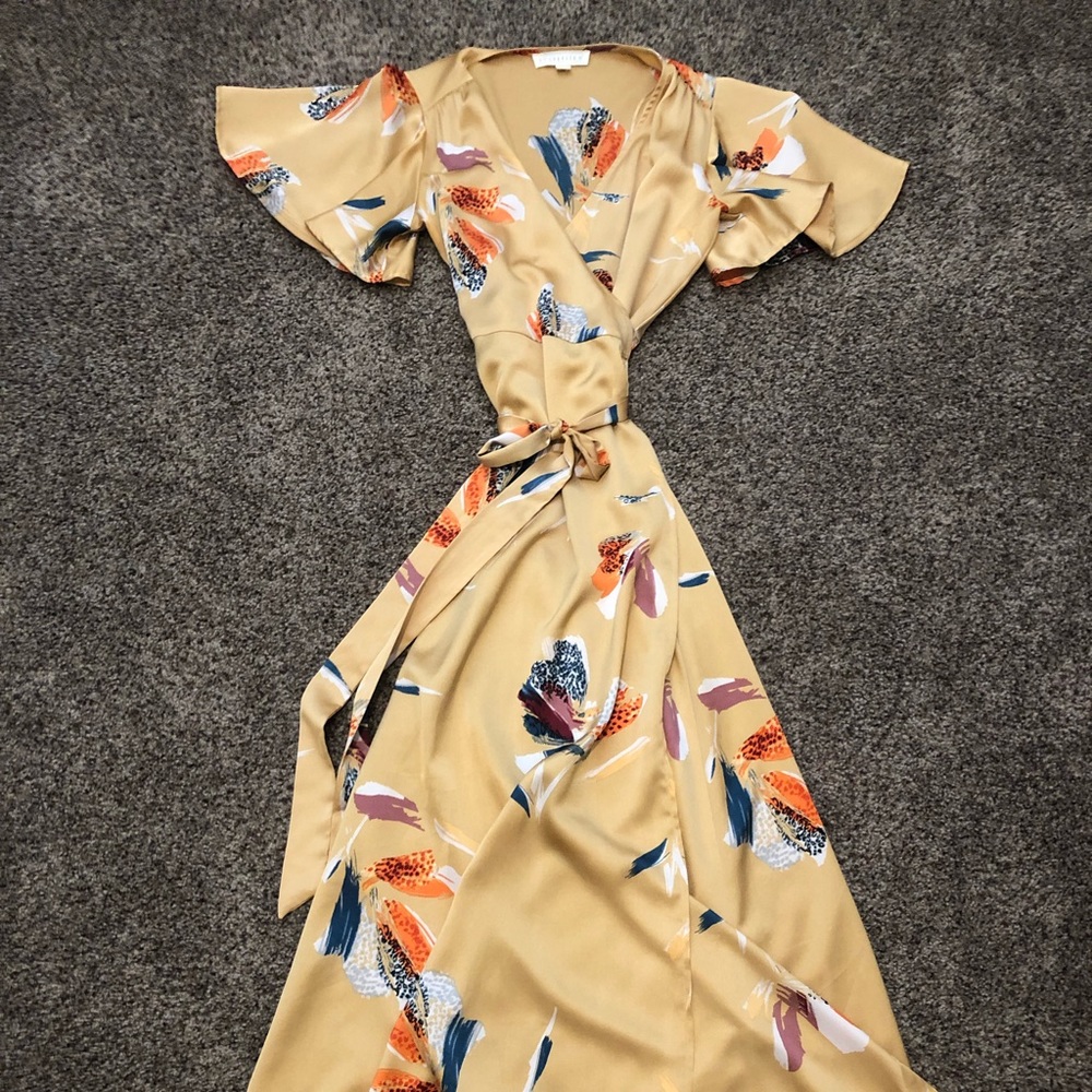 Gold Wrap Maxi Dress